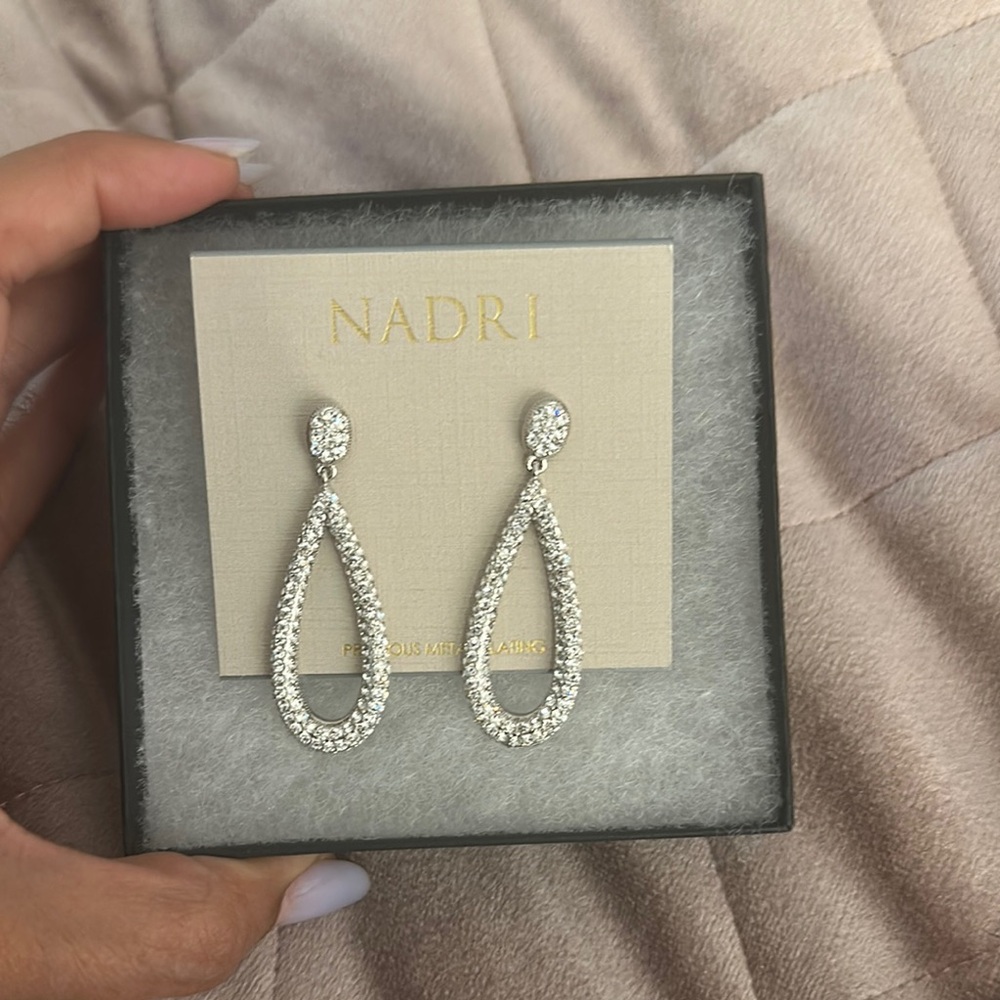 Nadri Silver Crystal Dangle Earrings